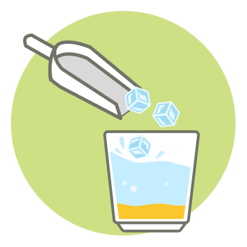 Add 250 ml of cold water and ice