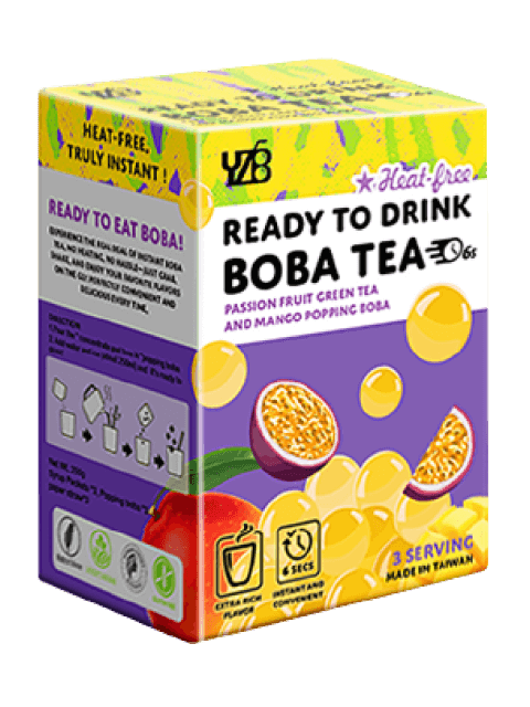 Passion Fruit Green Tea And Mango Popping Boba