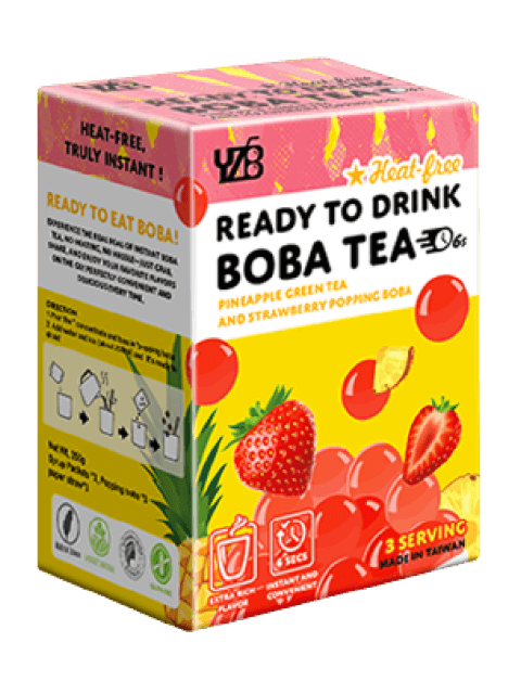 Pineapple Green Tea And Strawberry Popping Boba
